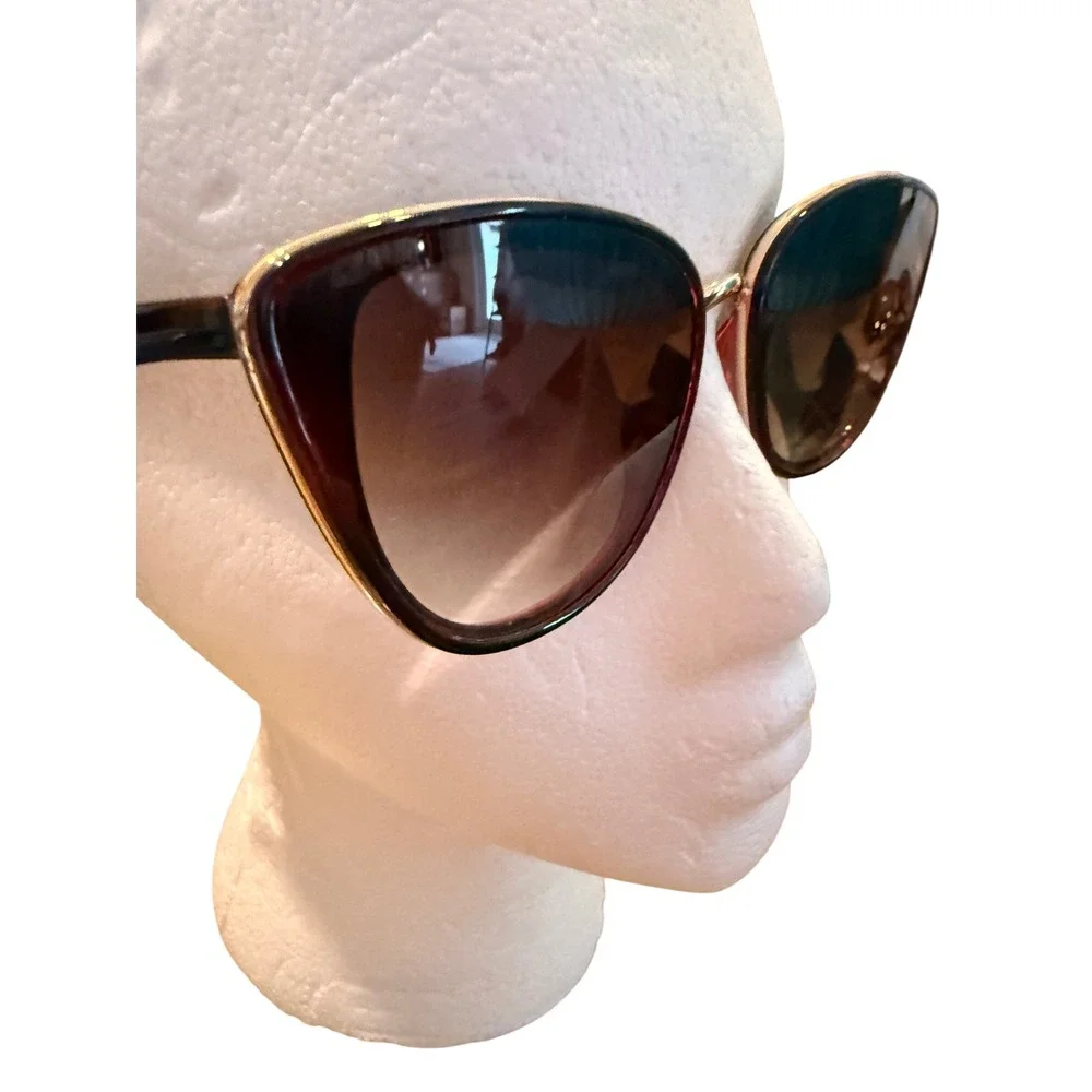 Piranha Womens Cat Eye Sunglasses Burgundy Gold Trim Brown Gradient 75872 PC 105